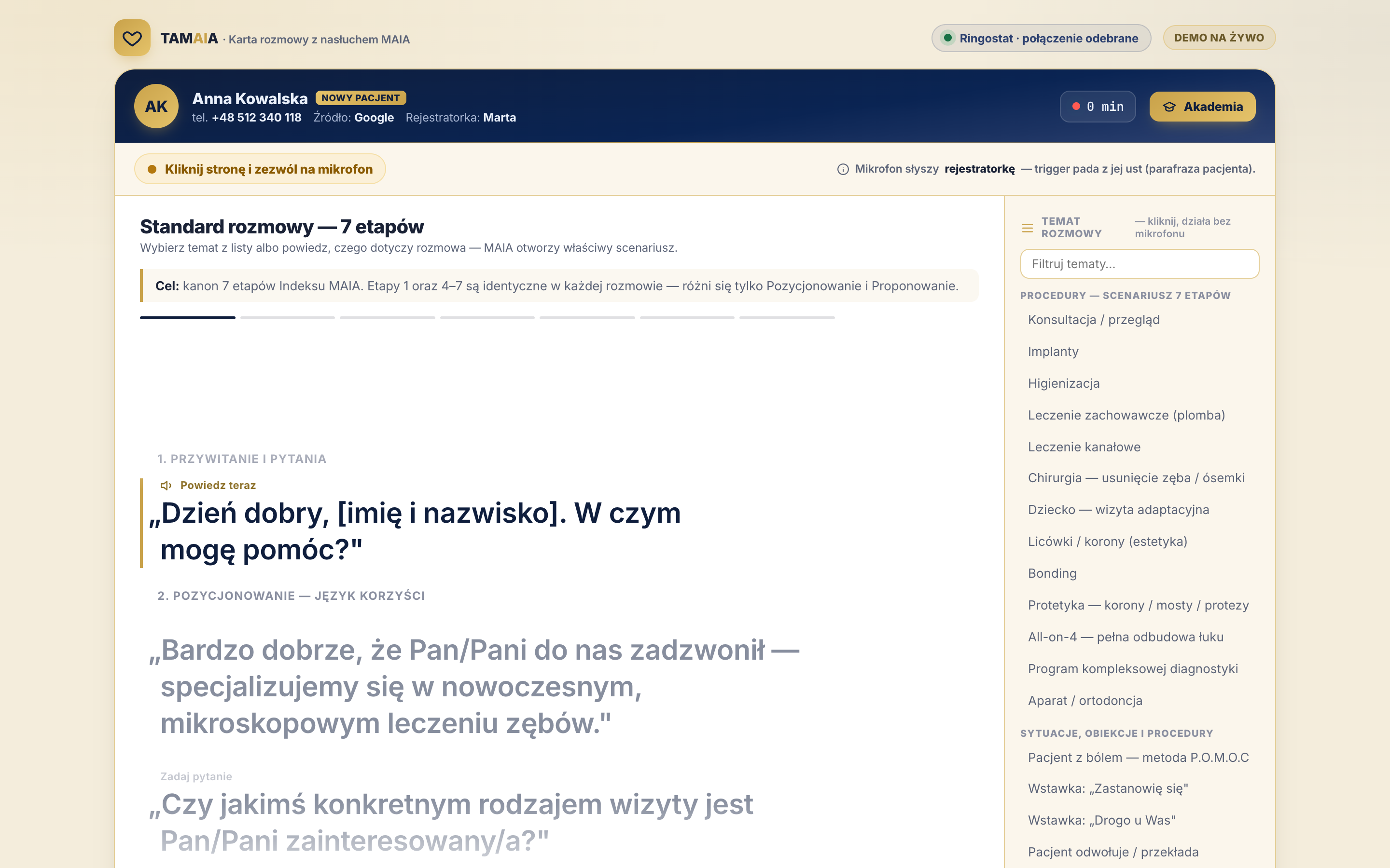 Sufler rozmowy z nasłuchem MAIA